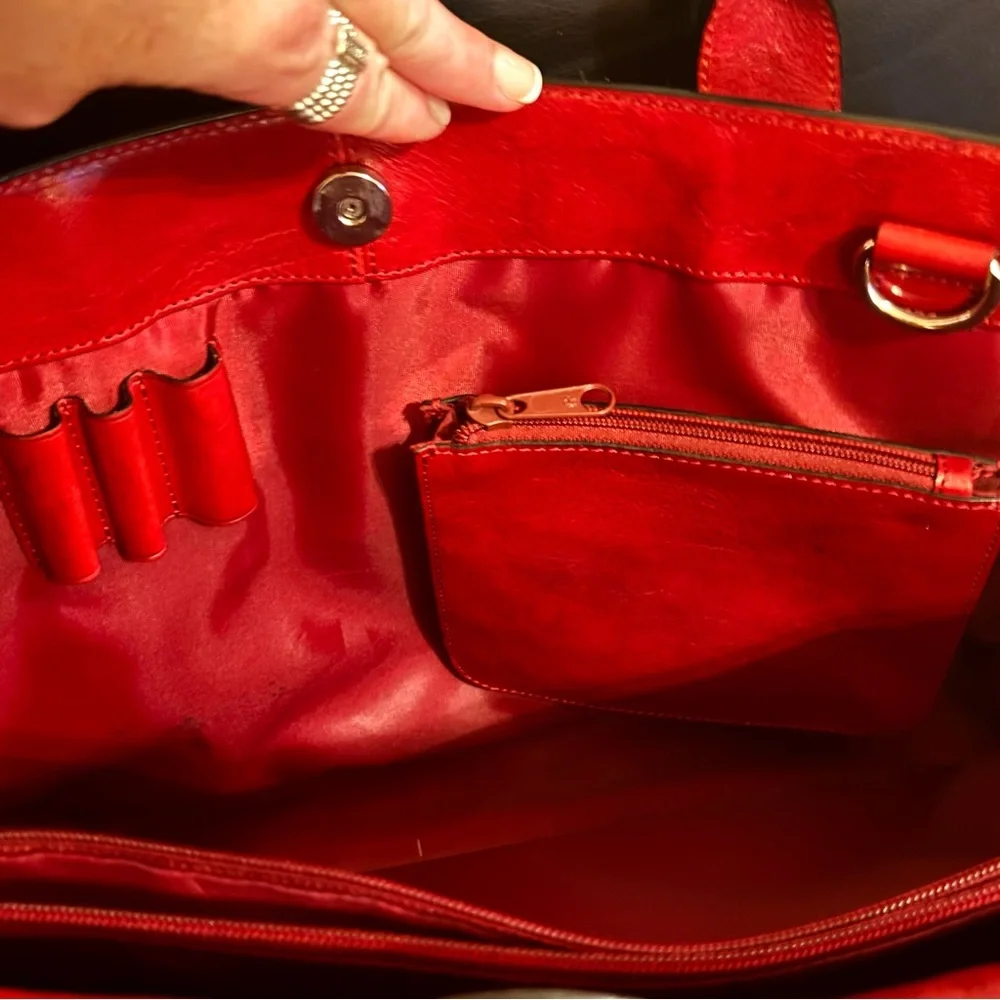 Vintage WILSONS Pelle Studio ITALIAN LEATHER Large RED LEATHER Briefbag Tote
